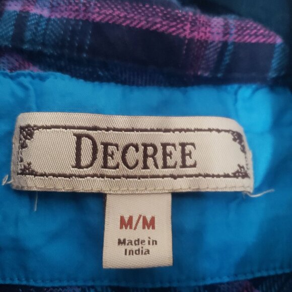 Y2K Decree Plaid Snap Button Down Shirt Size M Blue Grunge Western Cowgirl Rodeo - Picture 6 of 9